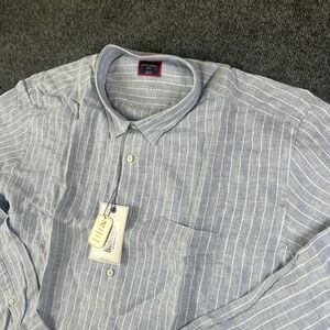 UNTUCKit‎ Linen Wrinkle Free Blue White Stripe L/S Shirt 3XL Classic Fit NWT